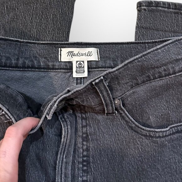 Madewell The Perfect Vintage Jeans High Waisted Black Wash Frayed Hem - Picture 4 of 5